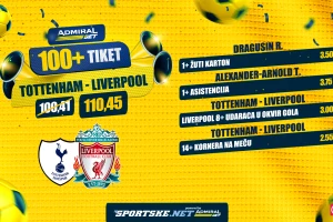 AdmiralBet 100+ tiket - Derbi u Londonu, Liverpul na "Pevce" za kvotu 110!